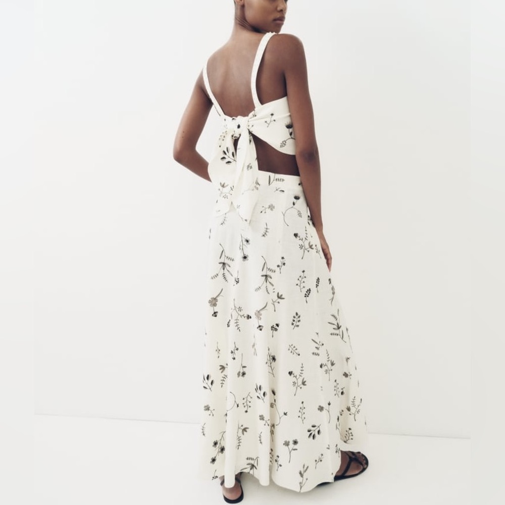 Zara embroidered long skirt